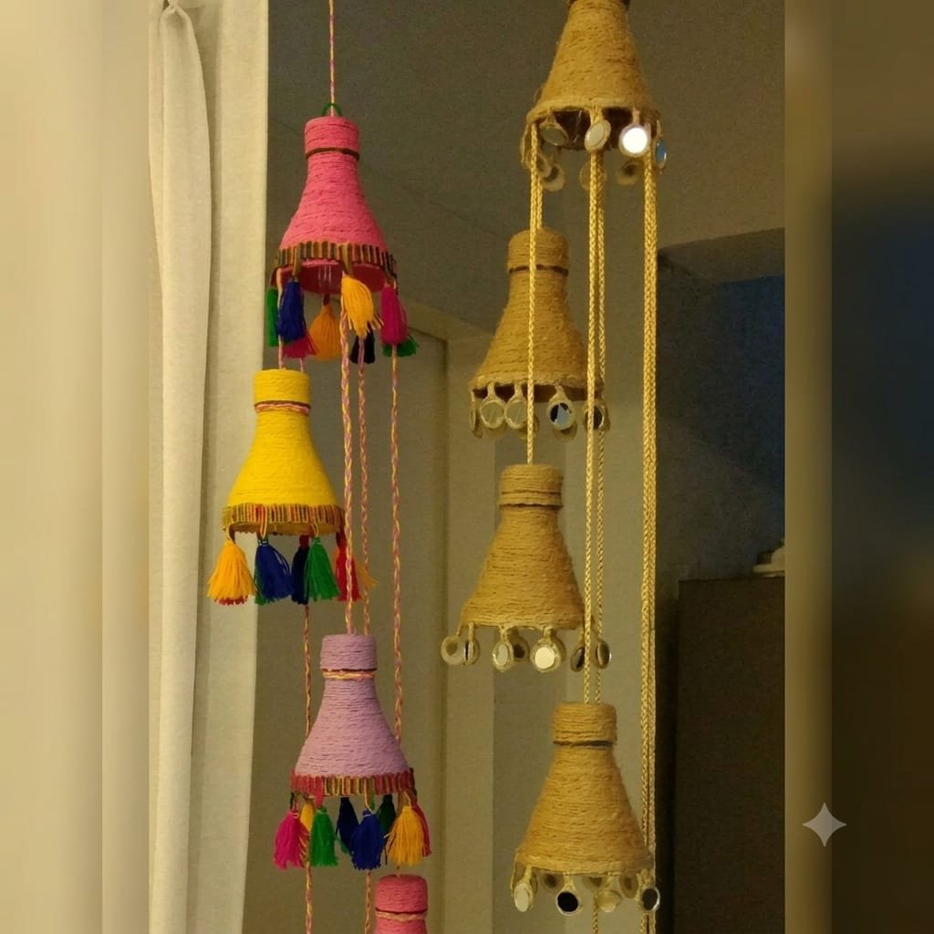 Handmade Jute Rope Hanging Chandelier - Boho Tassel Set 18% off