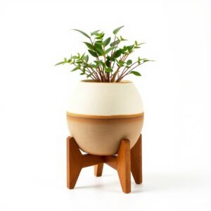 Large Ceramic Planter with Stand